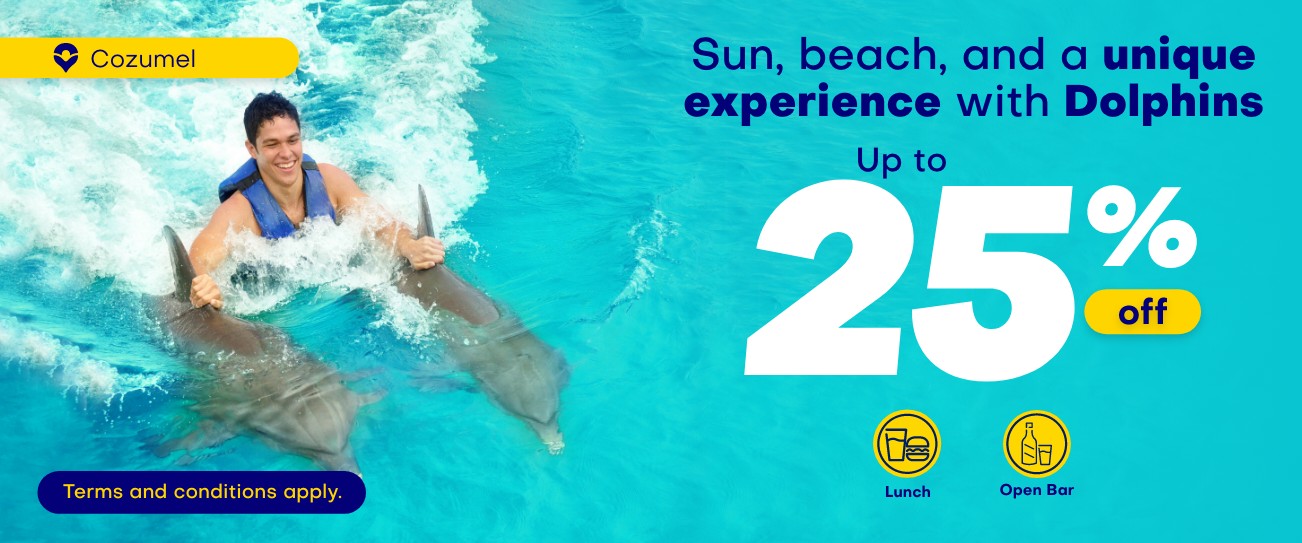 Discount on your swim with dolphin program at Cozumel